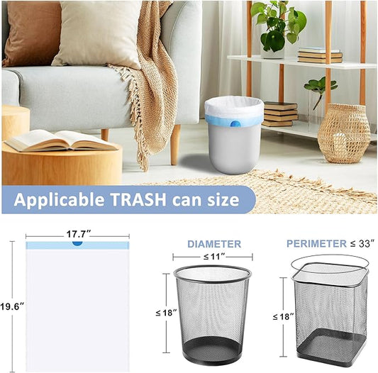 132 Count-Small Trash Bags,4 Gallon Trash Bag Drawstring,Bathroom Garbage Bags,Tear-Free Garbage Bags,Plastic Wastebasket Liners for Toilet Home Office and Bedroom(White)