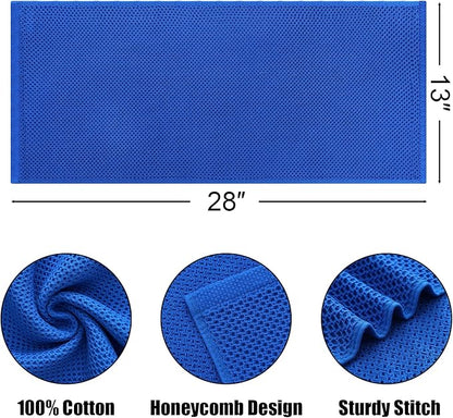 Kitinjoy 100% Cotton Waffle Weave Kitchen Hand Towels (13 X 28 Inches, Blueberry), 4-Pack Super Soft and Absorbent Dish Towel for Drying Dishes