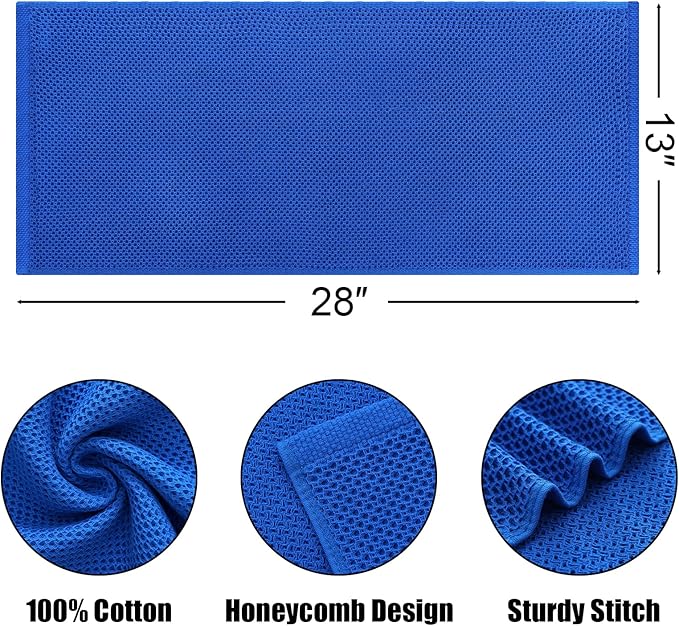 Kitinjoy 100% Cotton Waffle Weave Kitchen Hand Towels (13 X 28 Inches, Blueberry), 6-Pack Super Soft and Absorbent Dish Towel for Drying Dishes