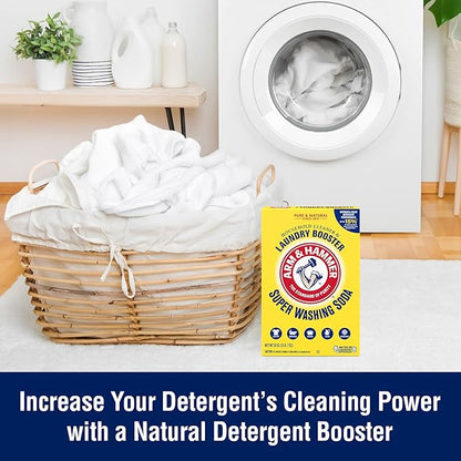 ARM & HAMMER Super Washing Soda Household Cleaner and Laundry Booster, Versatile Natural Home Cleaner, Powder Laundry Additive, 55 oz Box (Pack of 2)