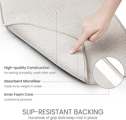 Bellemain XL Dish Mat Microfiber Dish Drying Mat, Super absorbent (Light Grey, 17" x 24")