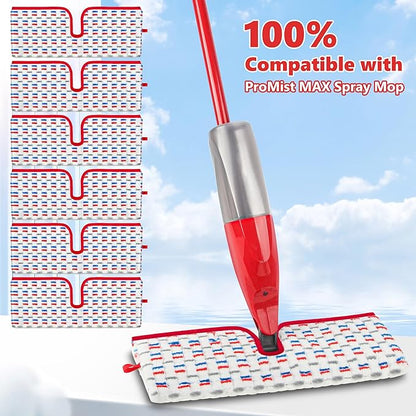 Microfiber Reusable Mop Pads Compatible with O-Cedar Promist MAX, Mop Heads Replacement Thicken Refills Wet Dry Mopping Dual-Sides Use for All Floor Surfaces(6 Pack)