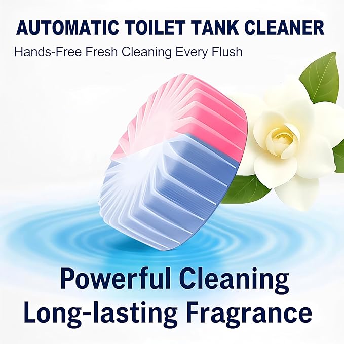 Automatic Toilet Bowl Cleaner Tablets, 10 Pack Long-Lasting Toilet Tank Cleaner for Bathroom, Blue Water Freshener, Prevents Stains & Odor, Safe for All Toilets - 10 Pack (Pink+Blue)