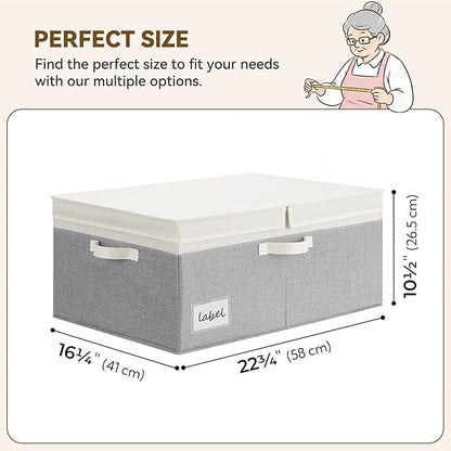GRANNY SAYS Decorative Storage Boxes with Lid, Large Storage Bins with Double-Open Lid, Fabric Storage Basket for Clothes, 63L Closet Linen Storage Bin, White&Gray, 2-Pack