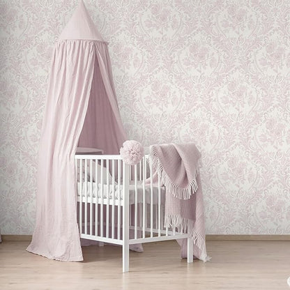 Ismoon Floral Peel and Stick Wallpaper Pink Contact Paper Boho Watercolor Damask Wallpaper Vintage Textured Removable Self Adhesive Vinyl Wall Paper Renter Friendly, 17.3 in X 32.7 ft