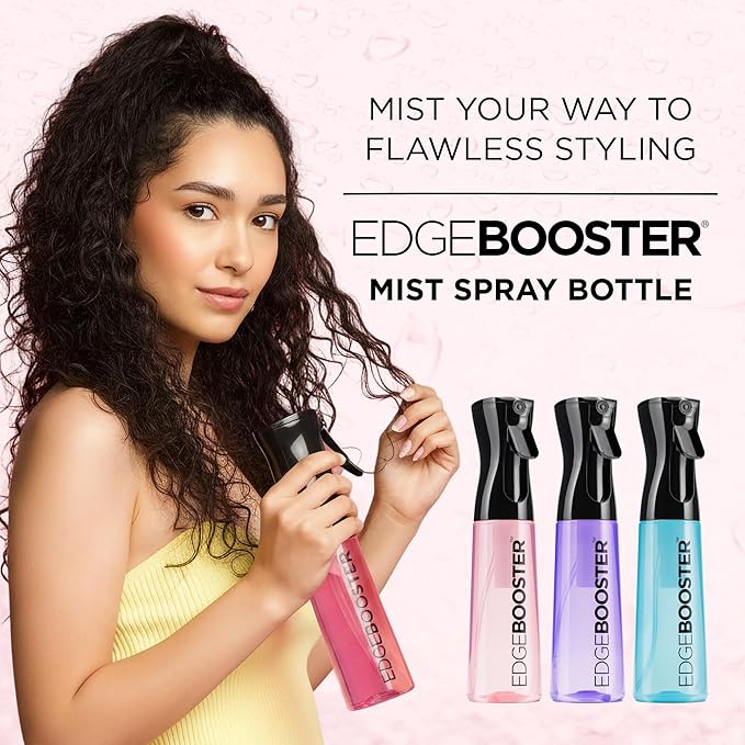 Style Factor Edge Booster Mist Spray Bottle for Hair (10.1oz/300ml) - Continuous Ultra Fine Mist Sprayer – For Hairstyling, Salons, Cleaning, Plants, Essential Oil & More - Yellow Quartz