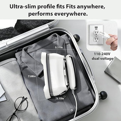 Travel Steamer for Clothes – 2026 Upgrade #1! 1300W Power 【160mL Tank & 10s Heat-Up】, 110-240V, 180° Rotating Handle, 6 Modes Ultra-Slim LCD Display – Perfect for Home & World Travel.