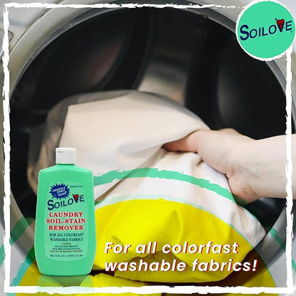 Stain Remover for Clothes – Soilove (128oz) – Powerful Triple-Acting Formula Clings, Penetrates and Lifts Tough Stains like Blood, Grease, Grass, & More – Prewash for Clothes