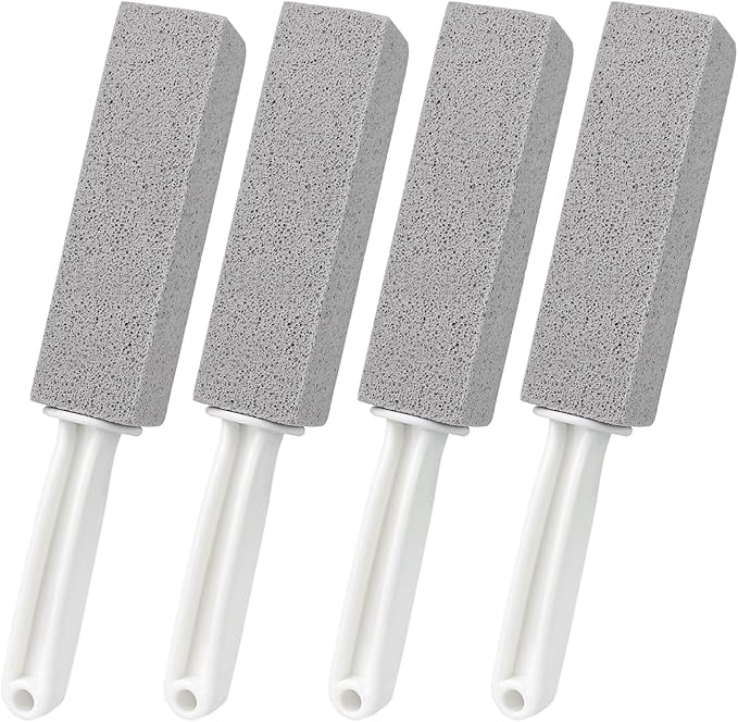 ddLUCK 4 Pack Pumice Cleaning Stone with Handle, Toilet Bowl Cleaner Toilet Brush with Non-Slip Long Plastic Handle for Kitchen/Bath/Pool/Household Cleaning