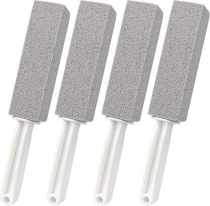 ddLUCK 4 Pack Pumice Cleaning Stone with Handle, Toilet Bowl Cleaner Toilet Brush with Non-Slip Long Plastic Handle for Kitchen/Bath/Pool/Household Cleaning