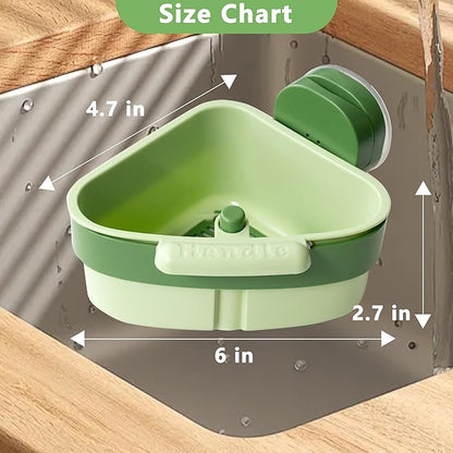 Kitchen Sink Strainer Basket, Suction Cup Press-to-attach Sink Filters, Upgraded Automatic Tipping Sink Filter Basket, Faucet Sponge Storage Shelf, Corner Sink Strainers (Green)