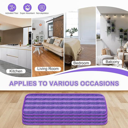 4 Pack Upgraded Reusable Mop Pads Compatible with Swiffer PowerMop, Mop Refill Pads Replacement for Swiffer Power Mop Spray Mop Pads for Multi-Surface Floor Cleaning, Quality Updated Cationic Material