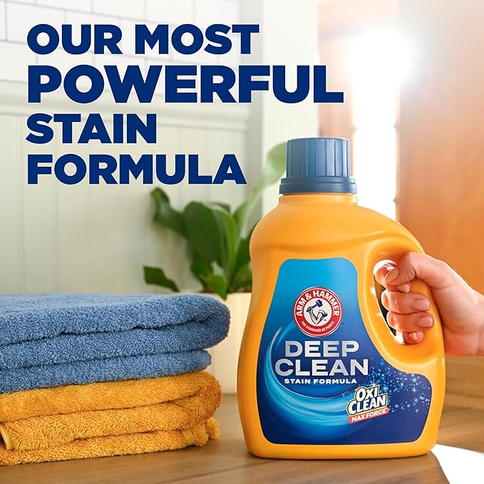 ARM & HAMMER Deep Clean Stain Formula Laundry Detergent Power Paks, Sparkling Clean Scent, 32 Count, 32 Loads