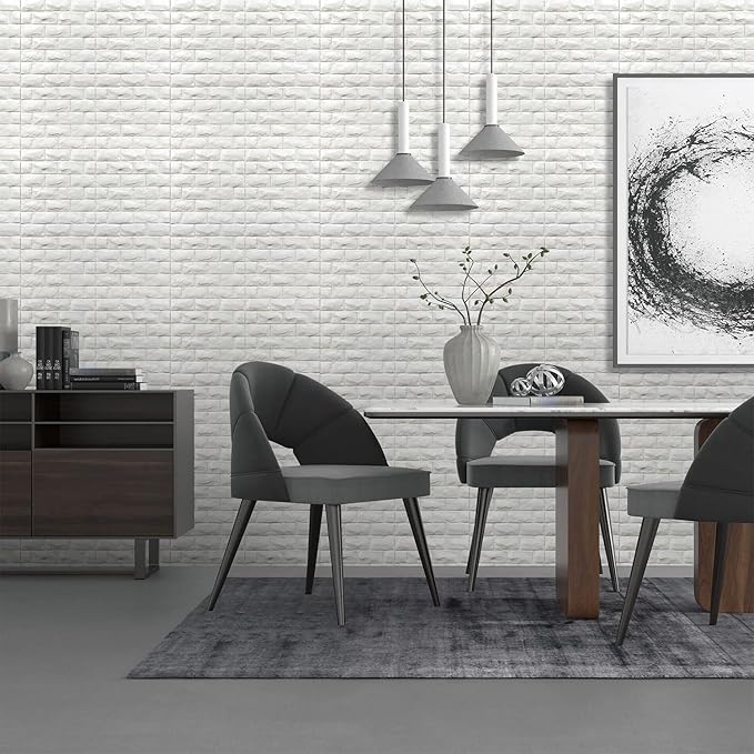 YU LI 3DH 3D Wall Panels Peel and Stick 20PCS White Foam Brick Wallpaper for Bedroom Faux Stone Wall Panel Self-Adhesive Wallpaper (White 20PCS)…