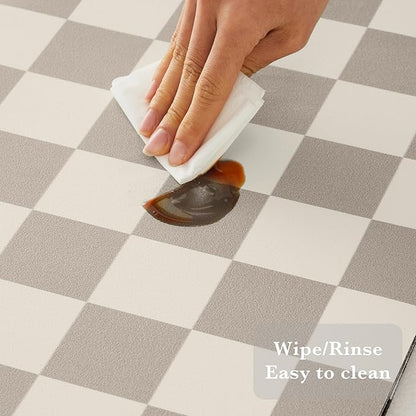 Ohocut Checkered Dish Drying Mat for Kitchen Counter, Coffee Bar Station Accessories, Retro Cute Aesthetic Modern Absorbent Drainer Mat Kitchen Drying Mat Easy Clean, Khaki 12" x 19"
