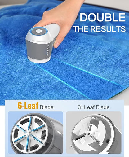 BEAUTURAL Fabric Shaver, Rechargeable Lint Remover for Clothes, Electric Lint Shaver with 6-Leaf Blades, Sweater Shavers to Fuzz, Lint Balls, Pillings, Bobbles for Clothes and Furniture