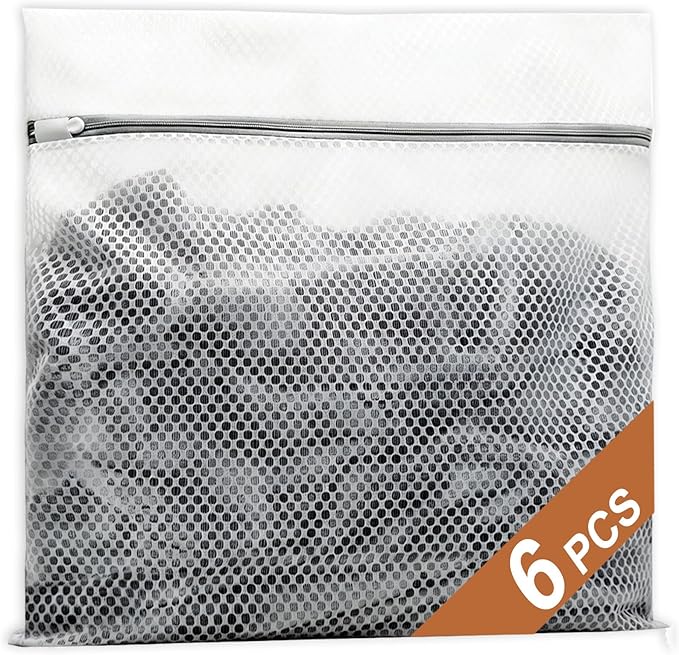 6 XX-Large Honeycomb Mesh Laundry Bag for Washing Machine - 24 X 24inch Large Lingerie Bags for Delicates, Durable Garment Bag for Sweater, Sheets, Blankets, Jeans [ 6 Pack ]