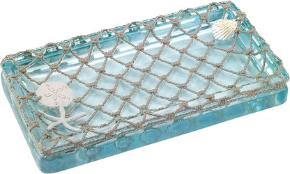 Avanti Linens - Vanity Tray, 100% Hand-Painted Resin Bathroom Accessories, Coastal Home Decor (Seaglass)