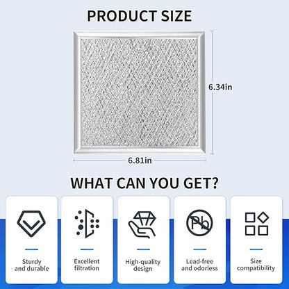6.81" x 6.34" Microwave Grease Filter, Oven Replacement for WB02X11534, DE63-00666A, Aluminum Mesh Grease Multi-layer Vent Filter 2-Pack