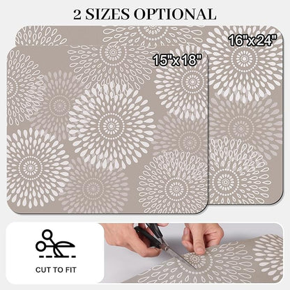 LuxStep Dish Drying Mat Super Absorbent Kitchen Counter Mat Rubber Backing Draining Mat Easy to Clean Kitchen Accessories Dish Rack Pad for Dishes, Utensils, Countertops, Sinks 15" x 18" Khaki
