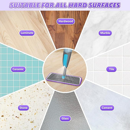 BPAWA 4X Reusable Pads Compatible with Swiffer PowerMop, 15" Microfiber Power Mop Replacement Refills Spray Mop Heads Washable Pad Dry Wet Mopping or Floor Cleaning
