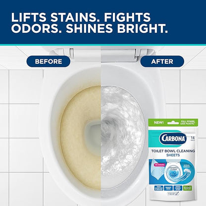 Carbona Toilet Bowl Sheets | Ocean Breeze Scent | Powerful Toilet Bowl Cleaner | 14 Sheets | Less Plastic Waste