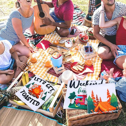 Zubebe Set of 6 Camping Kitchen Towels White Bonfire Tent Car Dishcloth Tea Towels 28 x 18 Inches with Funny Sayings Hand Dish Towel Farmhouse Novelty Gift for Rv Campers