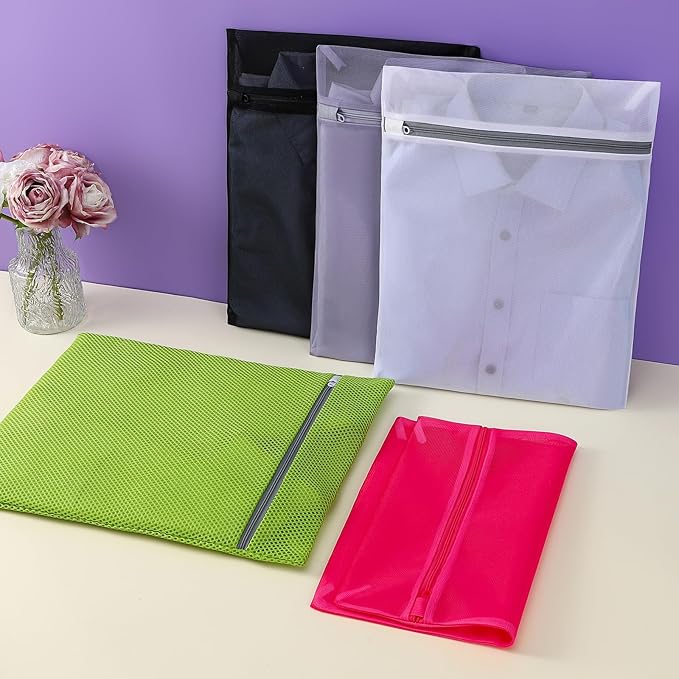4 pack Mesh Laundry Bags,Mesh Wash Bags,Lingerie Bags for Washing Delicates,12 x 16 Inches lingerie bags for Laundry, Travel Storage Organize Bag for Cotton Clothes,Sheet, Shoes(GREY)