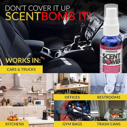 Scent Bomb Air Freshener Spray, Long-Lasting Odor Eliminator - Effective Deodorizer for Home & Car, Fresh Room Spray for Kitchen, Bathroom & Smell Neutralizer - 1 oz Pack of 4, Pomegranate Scent