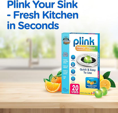 COMPAC HOME Plink Garbage Disposal Cleaner and Deodorizer, Air Fresheners for Garbage Disposal, Simply Fresh Scent, Home Cleaning Products for Kitchen Sink and Clogged Drains, 20 Count (Pack of 1)
