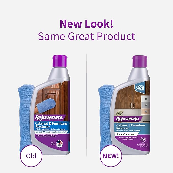 Rejuvenate Cabinet And Furniture Restorer Fills In Scratches, Shines And Protects Indoor Cabinets And Furniture, 16 Ounces