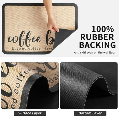 HotLive Coffee Mat - Absorbent Hide Stain Rubber Backed Dish Drying Mat for Kitchen Counter - Bar Mats for Countertops Accessories Fit Under Coffee Maker Espresso Machine