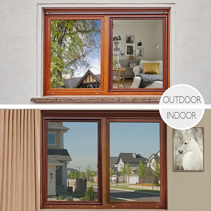 HIDBEA One Way Mirror Window Film Daytime Privacy, Reflective Window Tint for Home, Heat Control UV Blocking, Non-Adhesive Self Static Cling Window Sticker (Silver, 29.5 Inch x 6.5 Feet)