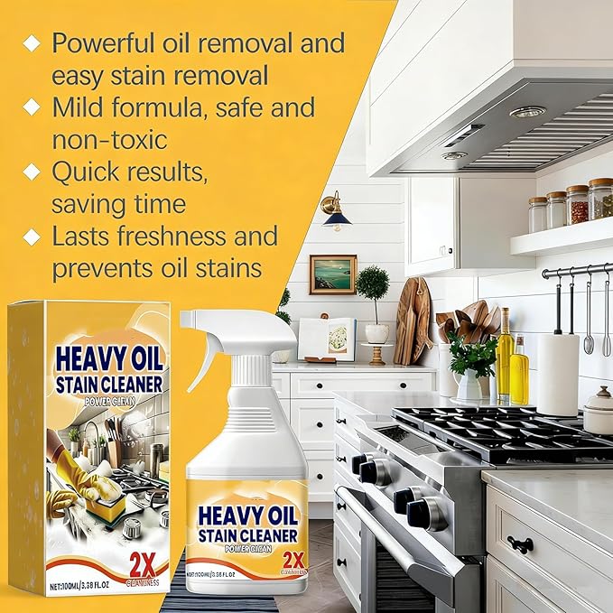 Kitchen Heavy Oil Cleaner Spray, 100ML All Purpose Kitchens Heavy Oil Cleaning Agent, Grease Remover, Heavy Duty Degreaser Clean Spray for Stove,Oven,Ovens and Appliances (1pcs)