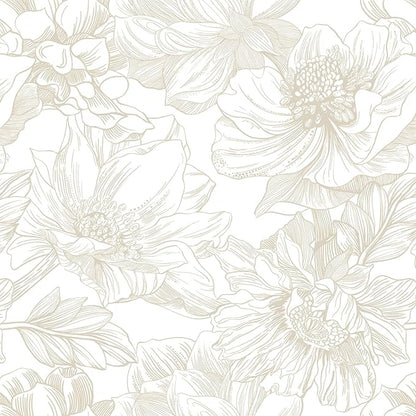 Ismoon Large Floral Peel and Stick Wallpaper Boho Beige/Coffee Contact Paper 17.3inx49ft Modern Wall Paper Removable Self Adhesive Bedroom Cabinet Bathroom Waterproof Mural Wall Decor Vinyl Roll