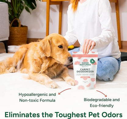 Good Natured Brand | Carpet Deodorizer & Freshener Powder | 31 oz Pet Odor Eliminator for Strong Odor & Pet Urine | Fresh Natural Pink Citrus Scent | Safe for Homes with Pets