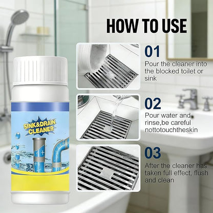 2026 Upgraded Wild Tornado Sink & Drain Cleaner Powder, Pipeline Dredging Agent, Sink and Drain Cleaner Powder, Multi-functional Fast-Acting Pipe Dredging Agent for Kitchen and Toilet Pipeline (3pcs)