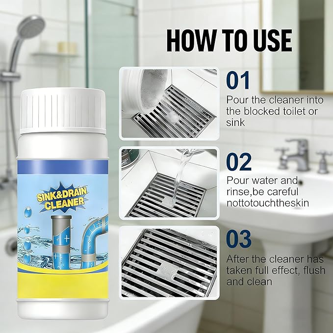 2026 Upgraded Wild Tornado Sink & Drain Cleaner Powder, Pipeline Dredging Agent, Sink and Drain Cleaner Powder, Multi-functional Fast-Acting Pipe Dredging Agent for Kitchen and Toilet Pipeline (1pcs)