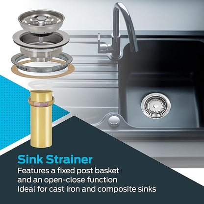 EZ-FLO Kitchen Sink Strainer with Tailpiece, Fits 3-1/2 to 4 Inch Openings, Stainless Steel, 30008