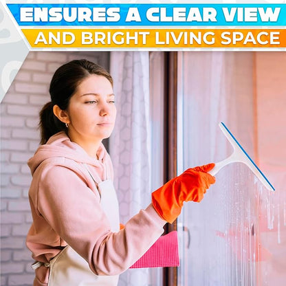 4Pcs 9.5” Hand Squeegee for Shower Glass - Durable Plastic Grip, Random Colors, Flexible Silicone Blade, Easy Hanging Hook, Lightweight Ergonomic Shower Squeegee for Glass Doors, Windows, and Tiles