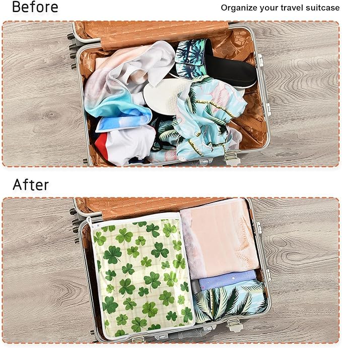 Mesh Laundry Bags Lingerie Bags for Washing Delicates 2 PCS Durable Wash Bag with Zipper Small and Medium Washable Beige Checkered Clovers
