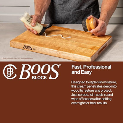John Boos 5 oz Board Cream with Beeswax and Mineral Oil for Wood Surface Care – All-Natural Conditioner & Sealer for Butcher Blocks, Wooden Cutting Boards, Countertops, and Utensils