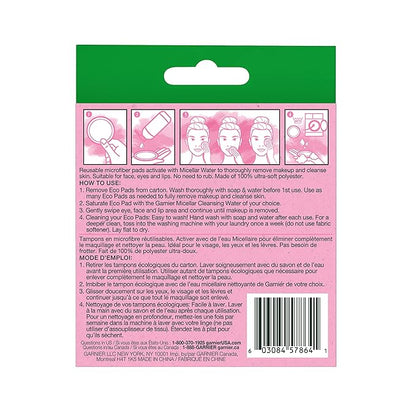 Garnier Micellar Cleansing Eco Pads, Reusable, 3 Ultra-soft Microfiber Pads, 1 Count (Packaging May Vary)