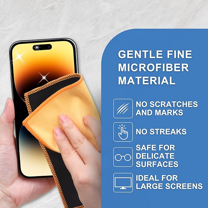 Eco-Fused Microfiber Cleaning Cloths - 5 Pack - Double-Sided Cleaning Cloths - Microfiber and Suede Cloth for Smartphones, LCD TV, Tablets, Laptop Screens, Camera Lenses (Multi Color & Size)