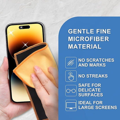 Eco-Fused Microfiber Cleaning Cloths - 5 Pack - Double-Sided Cleaning Cloths - Microfiber and Suede Cloth for Smartphones, LCD TV, Tablets, Laptop Screens, Camera Lenses (Multi Color & Size)