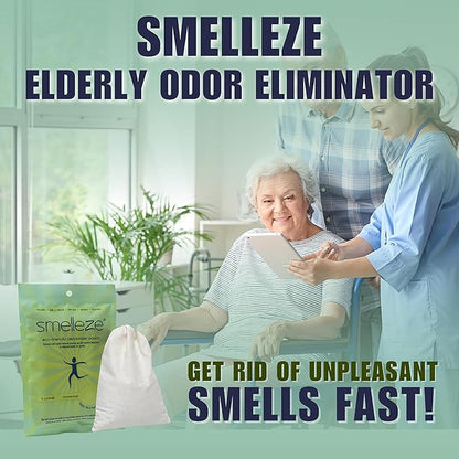 Smelleze Reusable Elderly Odor Eliminator & Nursing Home Room Deodorizer Pouch - Works for all Old Age, Sick, Nursing Home, Hospices, Urine, and Feces Smell, 150 Sq. Ft. Coverage