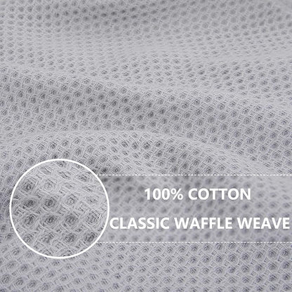 Homaxy 100% Cotton Waffle Weave Kitchen Dish Towels, Ultra Soft Absorbent Quick Drying Cleaning Towel, 13 x 28 Inches, 6-Pack, Light Gray
