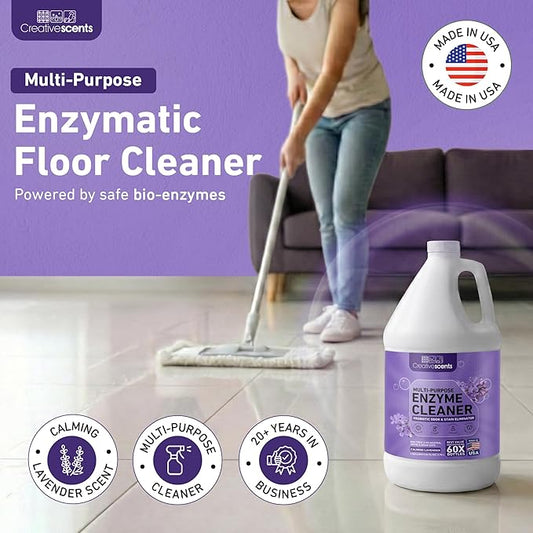 Creative Scents Multipurpose Enzyme Cleaner & Odor Remover | Super Concentrated for Floor, Carpet, Drain | Pet Urine Odor Eliminator | Cleaner for Cat Urine & Dog Poop | 1 Gallon - Calming Lavender