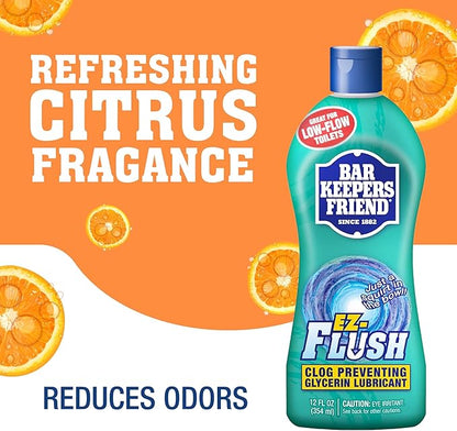 Bar Keepers Friend EZ-Flush Liquid Toilet Flushing Aid (2 x 12 Oz) Helps Prevent Clogging, Odor, Residue in Regular, Low-Flow, Boat & RV Toilets