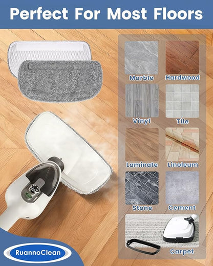Steam Mop Pads Compatible with GorFanty Steam Mop GF-6610B/GF-6610, Replacement Steam Pads Compatible with Neugo NE033/NE033M & Mxnsewr Steam Mop, Steam Replacement Pads -6 Pack, Grey